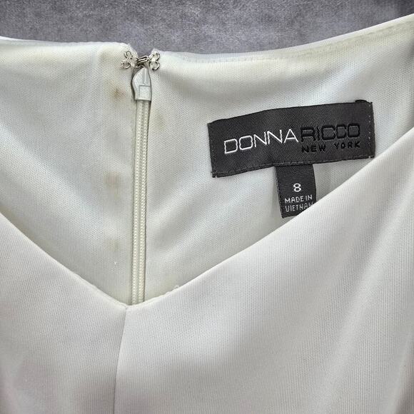 Donna Ricco White Sleeve Less Lace Zipper Y2K Retro Indie Flare Dress 8 - Picture 5 of 8